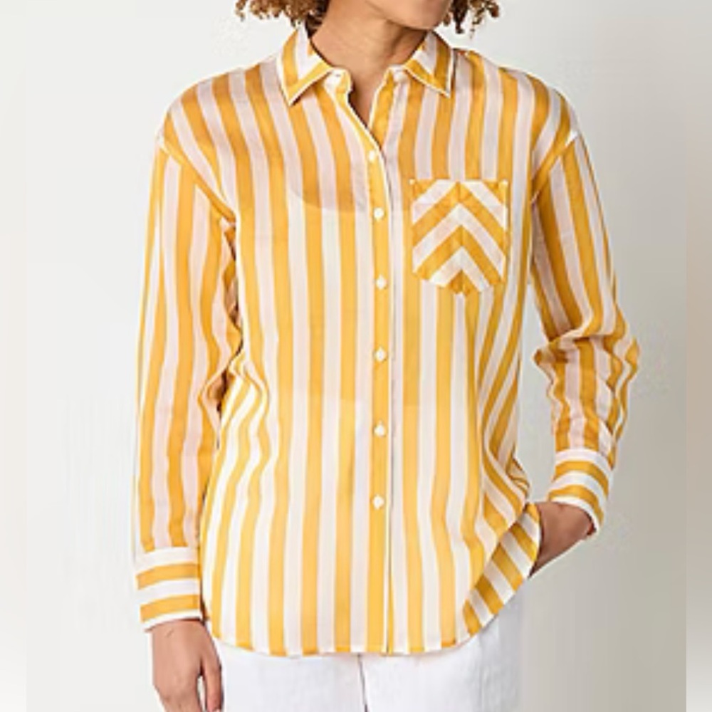 Worthington Women’s Long Sleeve Regular Fit Button-Down Top, Size XL, NWT